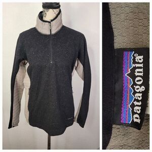 Patagonia Sweater Womens Medium 1/4 Zip Heather Grey Poly/Wool/Nylon/Silk